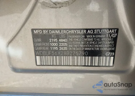 2008 Mercedes-Benz E 350 from USA, damaged, VIN WDBUF56X28B275790